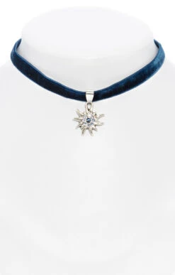 Schuhmacher Halskette 9197 Samtband Edelweiss Marine