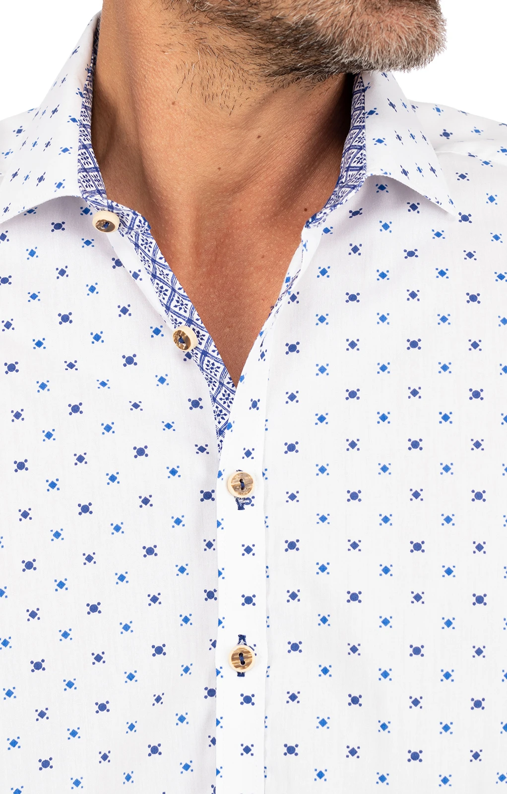OS-Trachten Trachtenhemd SONNBLICK Weiss Blau (Slim Fit) 4 OS-Trachten Trachtenhemd SONNBLICK Weiss Blau (Slim Fit) – Bild 2