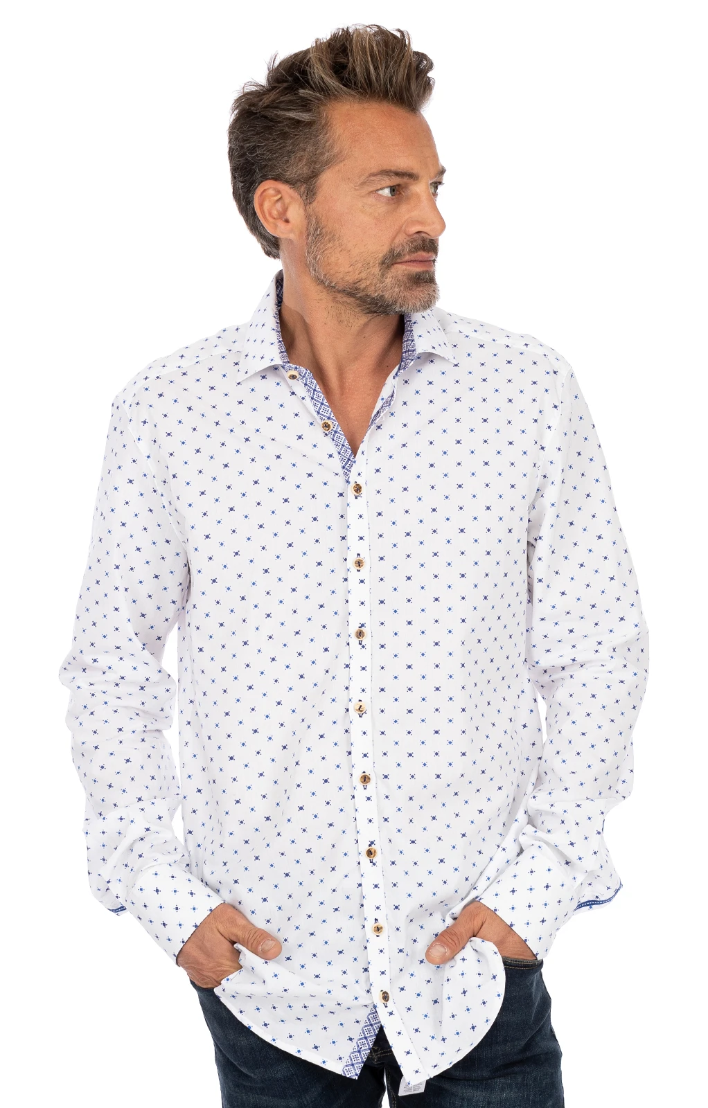 OS-Trachten Trachtenhemd SONNBLICK Weiss Blau (Slim Fit) 12 OS-Trachten Trachtenhemd SONNBLICK Weiss Blau (Slim Fit) – Bild 10