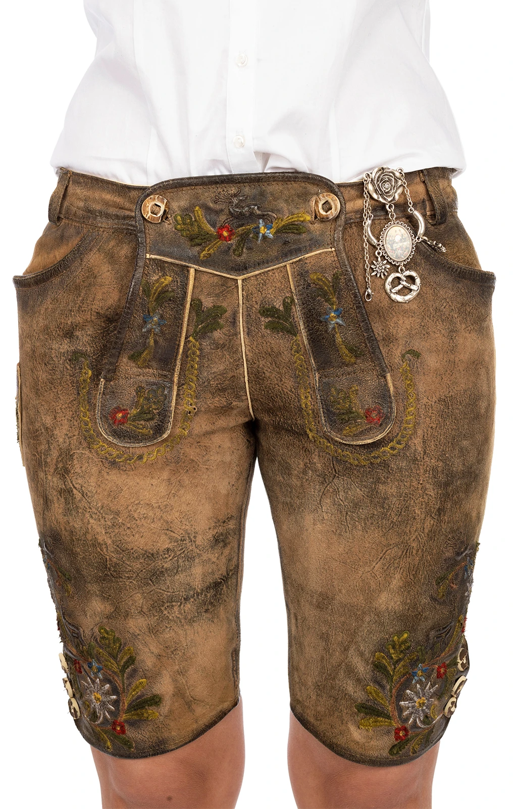 Maddox Lederhose Bermuda THERESIA Antik Stein 4 Maddox Lederhose Bermuda THERESIA Antik Stein – Bild 2