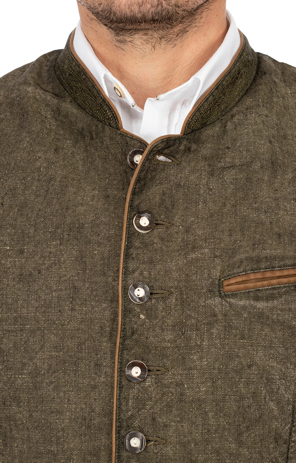 Maddox Weste OLIVER Leinen Oliv 4 Maddox Weste OLIVER Leinen Oliv – Bild 2