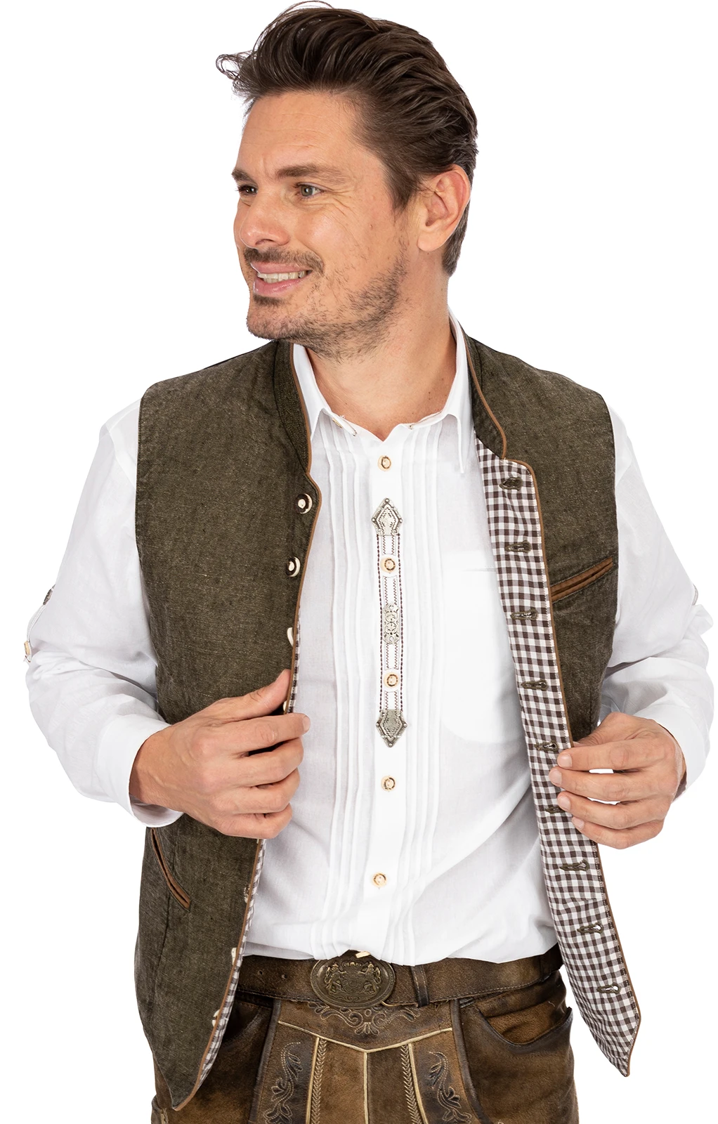 Maddox Weste OLIVER Leinen Oliv 5 Maddox Weste OLIVER Leinen Oliv – Bild 3